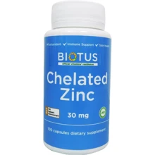 Biotus Chelated Zinc 30 mg Хелатный цинк 100 Капсул: Тип Цинк