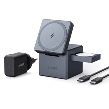 Зарядное устройство ANKER Wireless Charger MagSafe 3in1 Cube 15W with USB-C Cable Black (Y1811G11) for iPhone 16 I 15 I 14 I 13 I 12 series, Apple Watch and Apple AirPods: Особенности Быстрая зарядка, Для Apple Watch, MagSafe