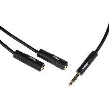 Адаптер 2E Mini-jack 3.5 male to 2xMini-jack 3.5 female 0.15m Black (2E-W9697): Цвет черный