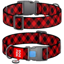 Ошейник для собак нейлоновый WAUDOG Nylon c QR паспортом рисунок Шотландка красная пластиковый фастекс XXL 35 мм 46-70 см (284-0100): Производитель WAUDOG