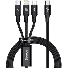 Кабель Baseus Cable USB-C to Lightning/microUSB/USB-C Rapid 1.5m Black (CAMLT-SC01): Тип USB-C - Lightning/microUSB/USB-C