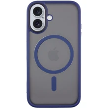 Чехол для iPhone Mobile Case TPU+PC Metal Buttons with MagSafe Blue for iPhone 16: Цвет синий