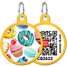 Адресник WAUDOG Smart ID с QR-паспортом, рисунок "Пончики", круг, 30 мм, золото (0630-0070-17): Производитель WAUDOG