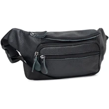 Мужская поясная сумка Borsa Leather черная (Leather K101-black): Пол Мужской