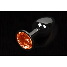Пикантные штучки, Большая графитовая анальная пробка с кристаллом - 8.5x4 см, оранжевый: Для кого Унисекс