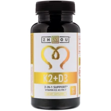Zhou Nutrition K2 + D3 Витамин К2 + Д3 60 веганских капсул: Тип Витамин D