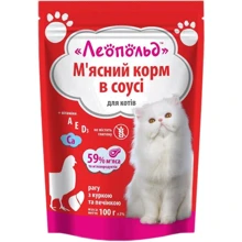 Влажный корм для кошек Леопольд Мясной корм Рагу с курицей и печенью в соусе 100 г : Тип Влажный корм