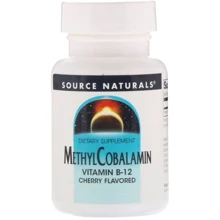 Source Naturals MethylCobalamin Vitamin B12 Метилкобаламин Витамин В12 5 мг Вкус Вишни 30 таблеток для рассасывания: Тип Витамин B