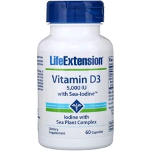 Life Extension Vitamin D3 with Sea-Iodine 5,000 IU 60 Caps Витамин Д-3+йод: Тип Витамин D
