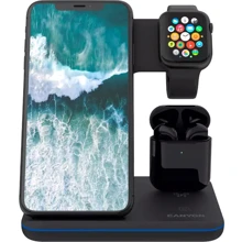 Зарядное устройство Canyon Wireless Charger WS-302 3in1 15W Black (CNS-WCS302B) for iPhone, Apple Watch and Apple AirPods: Особенности Быстрая зарядка, Для Apple Watch, Lightning