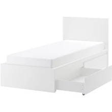 Каркас кровати с 2 корзинами ІКЕА MALM 90х200 см белый (690.327.20): undefined undefined