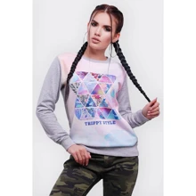 Свитшот FashionUp KF-1581C-42 42 серый с принтом: Сезон Демисезон