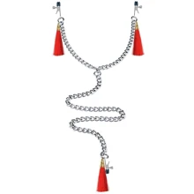 Затискачі для сосків та клітора LoveToy Bondage Fetish Nipple Clit Tassel Clamp With Chain Red: Виробник LOVETOY