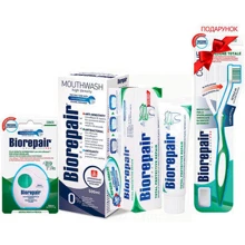 BIOREPAIR Комплекс "Совершенный уход" (Зубная паста, ополаскиватель, флосс + Подарок Зубная щетка): Назначение Очищение, Антибактериальное, Комплексная защита, От зубного налета