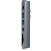 Адаптер Satechi Adapter USB-C to Dual USB-C+2xUSB3.0+micro SD+SD+HDMI Space Grey (ST-CMBPM): Колір сірий