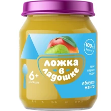 Пюре Ложка в ладошке 180г из яблок и манго с/б: Вид Фруктовое