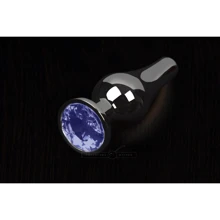 Пикантные Штучки, Маленькая графитовая анальная пробка с кристаллом - 8.5x3 см, синий: Для кого Унисекс