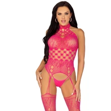 Мереживний бодістокінг Leg Avenue High neck lace bodystocking One size Raspberry: Для кого Для жінок