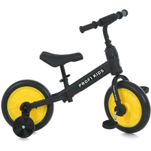 Дитячий велосипед-беговел 2в1 Prof1 Kids чорний з жовтим (MBB 1012-4): Виробник Prof1 Kids