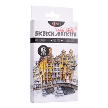 Набор двусторонних маркеров SANTI sketch 390548 Urban Scetch 6 шт уп, 34,7 мм: Тип На водной основе