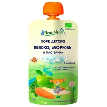 Пюре FLEUR ALPINE Яблоко, морковь, пастернак,120 мл (5024688001079): Вид Фруктово-овощное