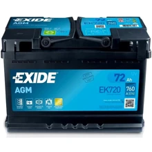 Автомобільний акумулятор Exide AGM 6СТ-72 Євро (EK720): Ємність, Ач 72
