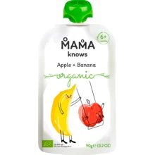 Пюре Mama knows Органические Яблоки и Банан без сахара 90 г (4820016254558): Вид Фруктовое