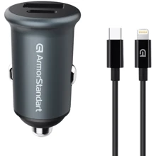 Зарядний пристрій ArmorStandard Car Charger USB+USB-C with Lightning Cable Grey (ARM82460): Особливості Швидка зарядка, USB-C, Power Delivery (PD)