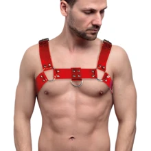 Мужская портупея на грудь Feral Feelings - Bulldog Harness Red Trasparent: Для кого Для мужчин