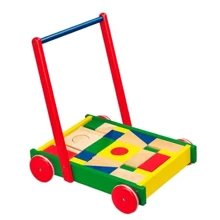 Детские ходунки-каталка Viga Toys Тележка с кубиками (50306B): Цвет разноцветный