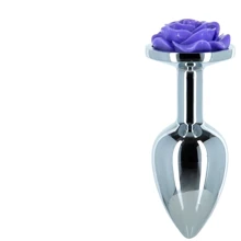 Металевий анальний затор LUX Active з трояндою - Rose Anal Plug - Purple, віброкуля в подарунок: Для кого унісекс