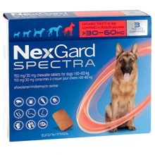Таблетки от блох клещей и гельминтов NexGard Spectra 8 г для собак 30-60 кг 3 штуки упаковка цена за 1 таблетку: Тип Таблетки