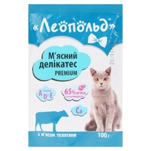 Влажный корм для кошек Леопольд Мясные деликатесы с телятиной 100 г: Тип Влажный корм