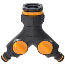 Конектор Fiskars двоканальний з клапанами вкл/викл для шланга 1/2-1" (1027061): Тип коннектор для шланга