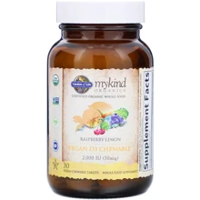 Garden of Life MyKind Organics Vitamin D3 2000 МЕ Витамин D3 малиново-лимонный вкус 30 жевательных таблеток: Тип Витамин D