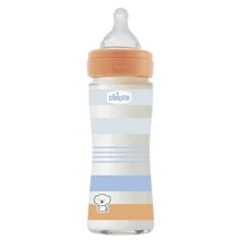 Пляшечка скляна Chicco Well-being із силіконовою соскою 0м+ 240 мл (28721.21): Матеріал стекло