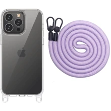 Чехол для iPhone Epic TPU Transparent with Straps Light Purple for iPhone 13 Pro Max: Цвет фиолетовый
