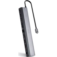 Адаптер VAVA Adapter USB-C to USB-C + 2хUSB3.0 + 2хUSB2.0 + RJ45 + 2xHDMI + 3.5mm + SD 85W Grey (VA-DK004): Колір сірий