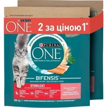 Сухой корм Purina ONE Sterilised для стерилизованных кошек с лососем и пшеницей 200 г+200 г (8445291151123): Тип Сухой корм