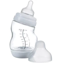 Стеклянная бутылочка Difrax S-bottle Wide антиколиковая с силиконовой соской 200ml (3331FE): Материал стекло
