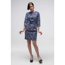 Платье FLFashion Агния ТПА 2688 42 синее в узор повседневное до середины бедра: Состав Хлопок, Эластан, Вискоза, Полиэстер
