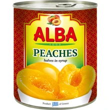 Персики ALBA FOOD половинки в сиропе 850 мл (5201477709853): Объем нетто 850 мл