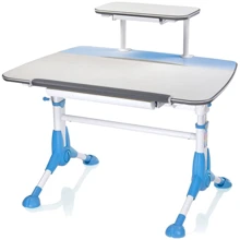 Стол Mealux Pegas Blue с полкой (арт.BD-108 BL+полка BD-S50) - столешница береза / цвет пластика голубой: Тип Парта