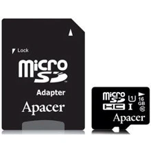 Карта пам'яті Apacer 16GB microSDHC Class 10 UHS-I U1 + adapter (AP16GMCSH10U1-R): Тип карти microSDHC