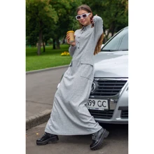 Платье FLFashion Амели ХПА 3124 50 серое повседневное длинное макси: Состав Эластан, Полиэстер