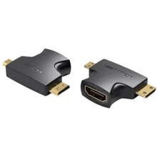 Кабель и переходник Vention HDMI - Mini-HDMI - micro-HDMI (F/M), (4K 30Hz MiniHDMI): Тип адаптер