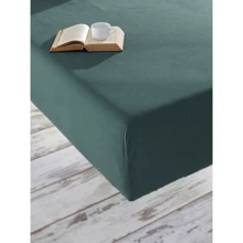Простирадло на гумці Soundsleep Stonewash Adriatic dark green темно-зелена 180x200 см (93198486): Тип простирадло