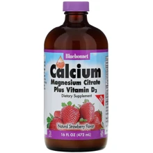 Bluebonnet Nutrition, Liquid Calcium, Magnesium Citrate Plus Vitamin D3, Natural Strawberry Flavor, 16 fl oz (472 ml) (692): Тип Магний + Кальций