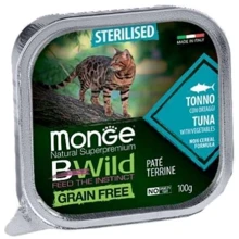 Влажный корм беззерновой Monge BWild Grain Free Wet Tuna Sterilized Cat тунец с овощами 100 г (70012898): Тип Влажный корм