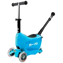 Самокат MICRO Mini2go Deluxe Plus - Голубой (до 50 kg, до 20 kg с сидением, 3-х колесный) MMD034: Количество колес 3